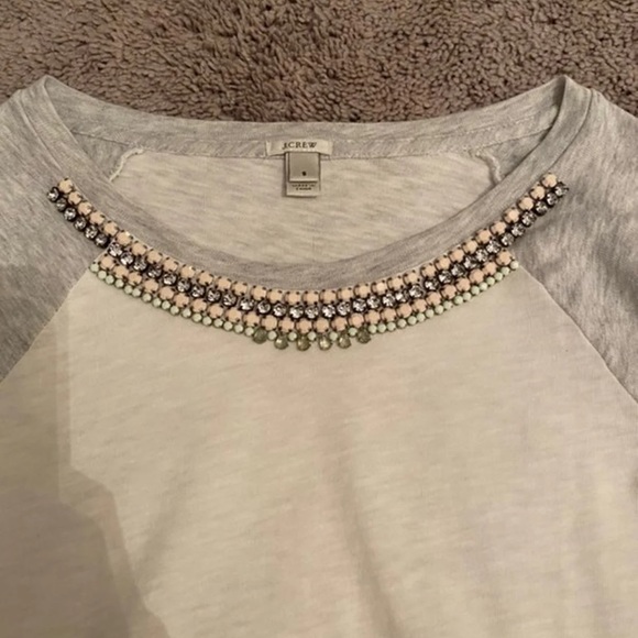 J. Crew jeweled neck baseball tee - Picture 2 of 2